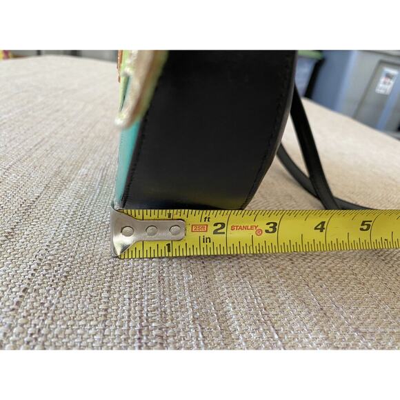 ZALO  vintage 80s women's bag stunning design leather with appliqué  Spain - Picture 14 of 14